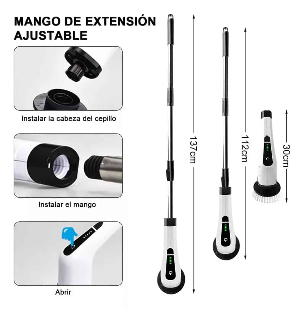 Telescopic Power Scrubber - Velocidad múltiple y mango ajustable